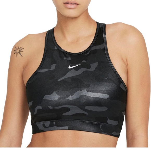 Nike Dri-FIT Swoosh Shine High-Neck Sports Bra - Picture 1 of 4